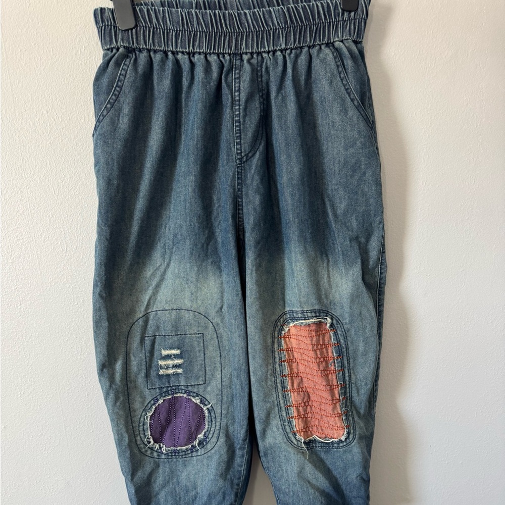 Kids Denim Patchwork Pants